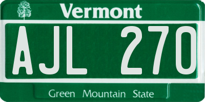 VT license plate AJL270