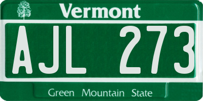 VT license plate AJL273