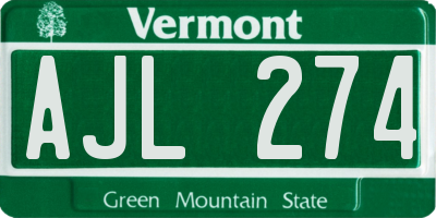VT license plate AJL274