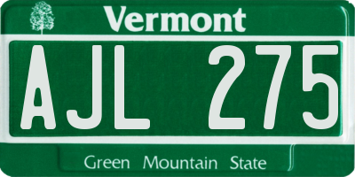 VT license plate AJL275