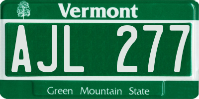 VT license plate AJL277