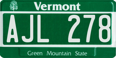 VT license plate AJL278