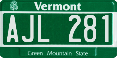 VT license plate AJL281