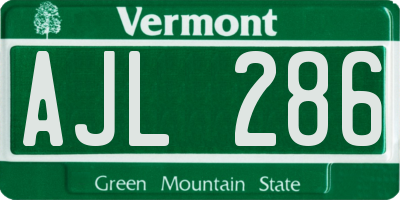 VT license plate AJL286