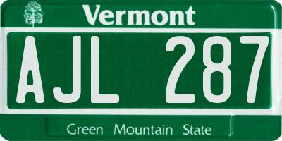 VT license plate AJL287