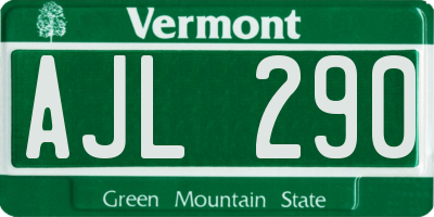VT license plate AJL290