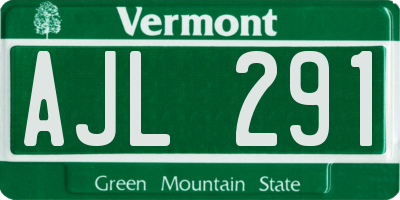 VT license plate AJL291