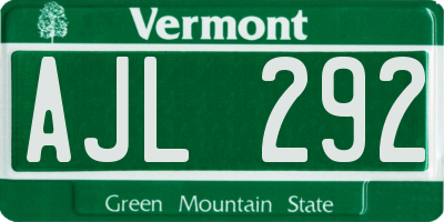 VT license plate AJL292