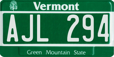 VT license plate AJL294