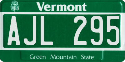 VT license plate AJL295