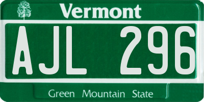 VT license plate AJL296