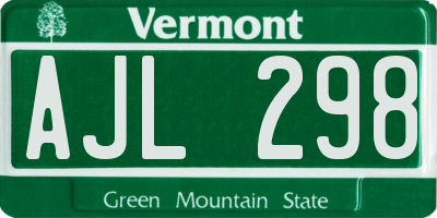 VT license plate AJL298