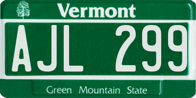 VT license plate AJL299