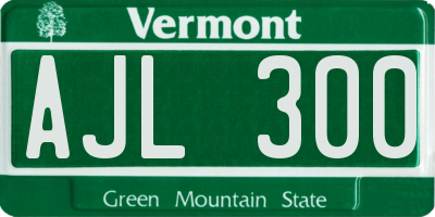 VT license plate AJL300