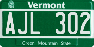 VT license plate AJL302