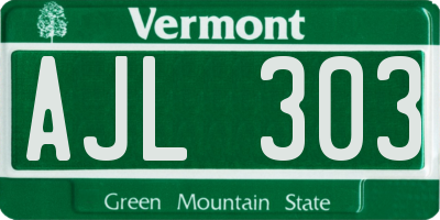 VT license plate AJL303