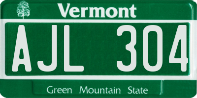 VT license plate AJL304