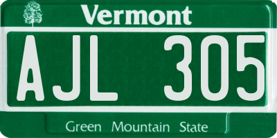 VT license plate AJL305