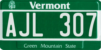 VT license plate AJL307