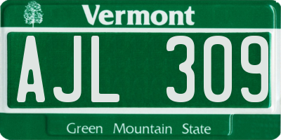 VT license plate AJL309
