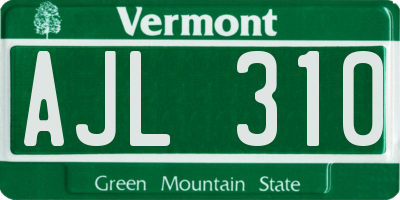 VT license plate AJL310
