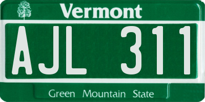 VT license plate AJL311