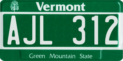 VT license plate AJL312