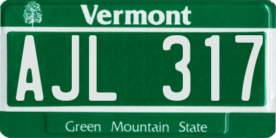 VT license plate AJL317
