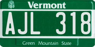 VT license plate AJL318