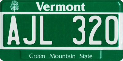 VT license plate AJL320
