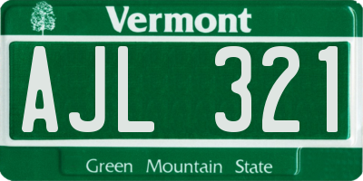 VT license plate AJL321