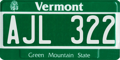 VT license plate AJL322