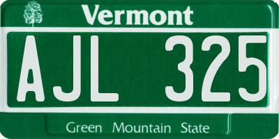 VT license plate AJL325
