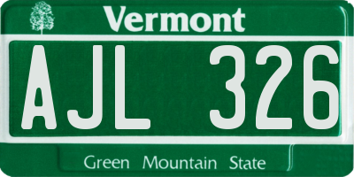 VT license plate AJL326