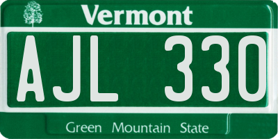 VT license plate AJL330