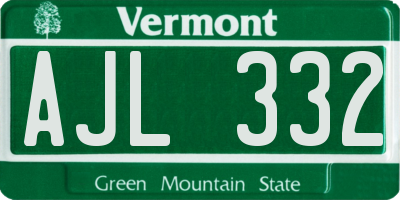 VT license plate AJL332