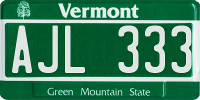 VT license plate AJL333