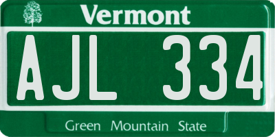 VT license plate AJL334