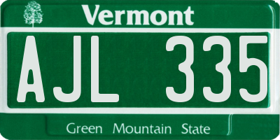 VT license plate AJL335