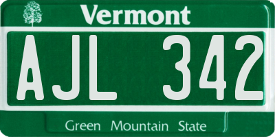 VT license plate AJL342
