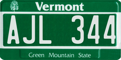 VT license plate AJL344