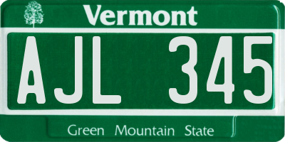 VT license plate AJL345