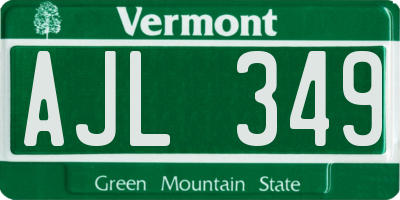 VT license plate AJL349