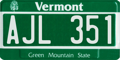 VT license plate AJL351