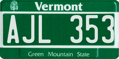 VT license plate AJL353