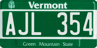 VT license plate AJL354