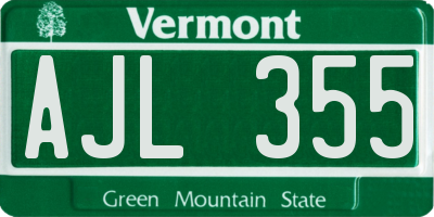 VT license plate AJL355