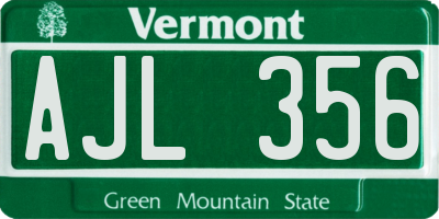 VT license plate AJL356