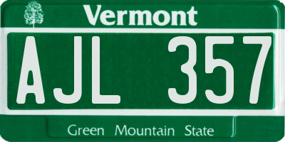 VT license plate AJL357