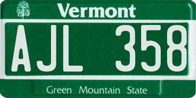 VT license plate AJL358